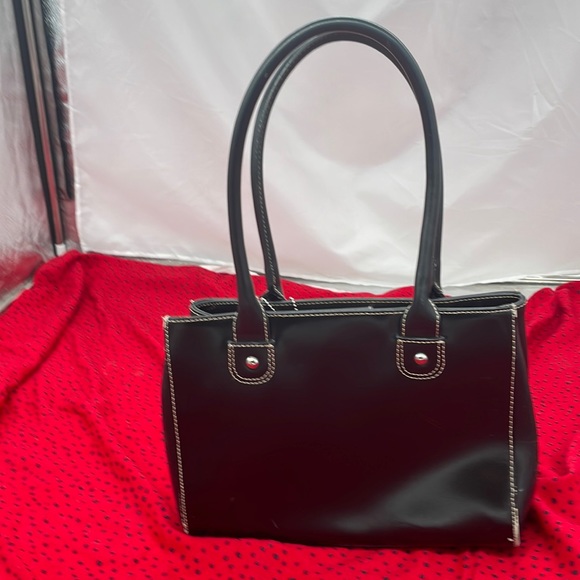 Black, genuine, leather tote bag - Picture 1 of 11